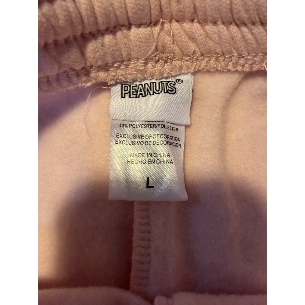NWT Peanuts Snoopy Woodstock Chenille Jogger Sweatpants Pink Women's Size Large - Picture 6 of 8